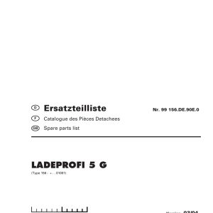 Pottinger Agricultural Ladeprofi 5 G Parts Catalog