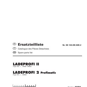 Pottinger Agricultural Ladeprofi II 2 Profimatic Parts Catalog