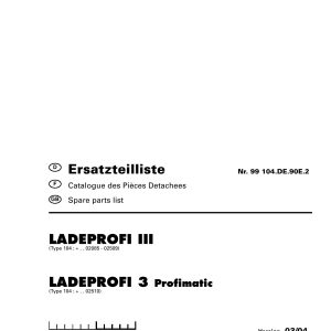 Pottinger Agricultural Ladeprofi Iii 3 Profimatic Parts Catalog