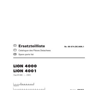 Pottinger Agricultural Lion 4000 4001 Parts Catalog