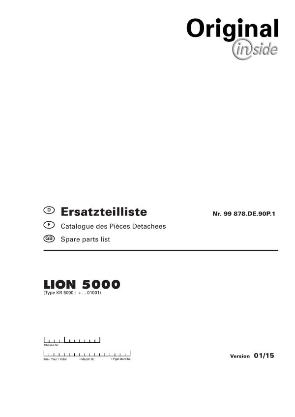 Pottinger Agricultural Lion 5000 Parts Catalog