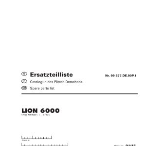 Pottinger Agricultural Lion 6000 Parts Catalog