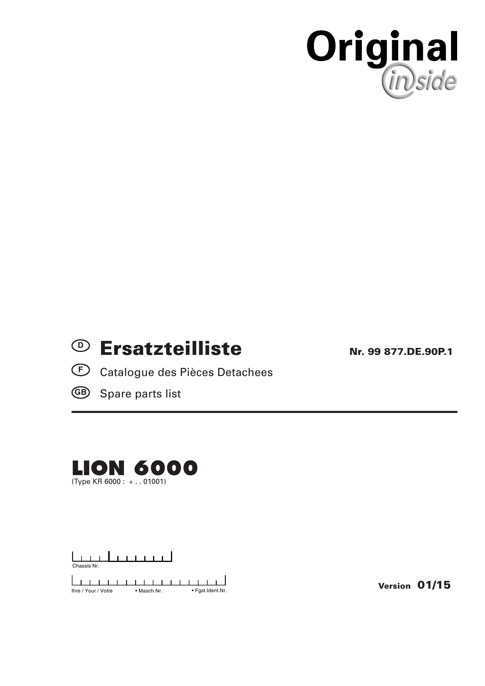 Pottinger Agricultural Lion 6000 Parts Catalog