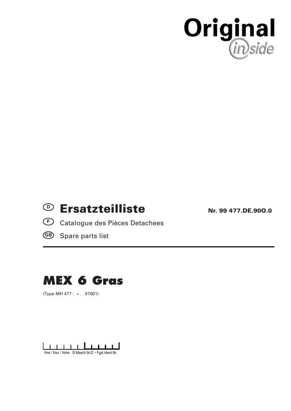 Pottinger Agricultural MEX 6 Gras Parts Catalog