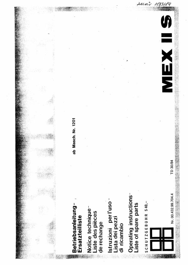 Pottinger Agricultural MEX II S Operating Instruction Parts Catalog