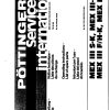 Pottinger Agricultural MEX III Operating Instruction Parts Catalog