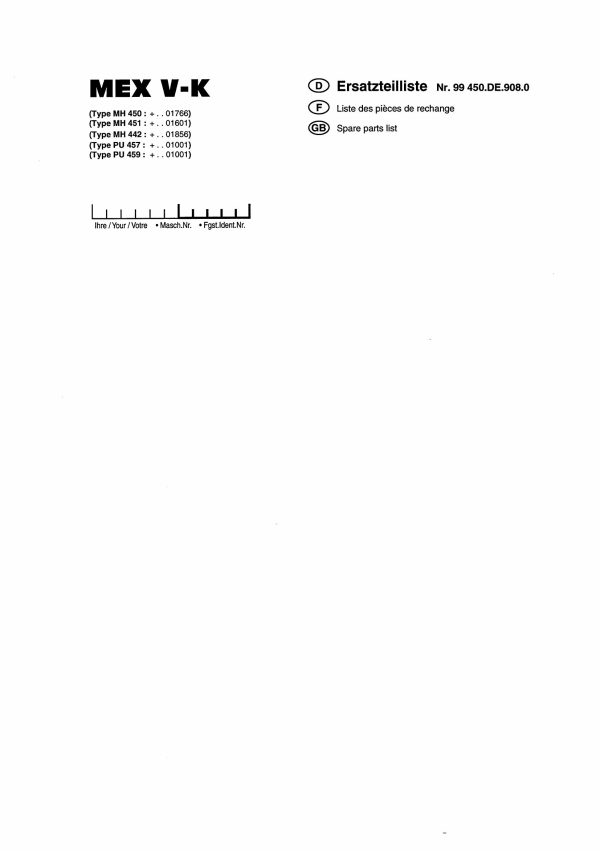 Pottinger Agricultural MEX V K Parts Catalog