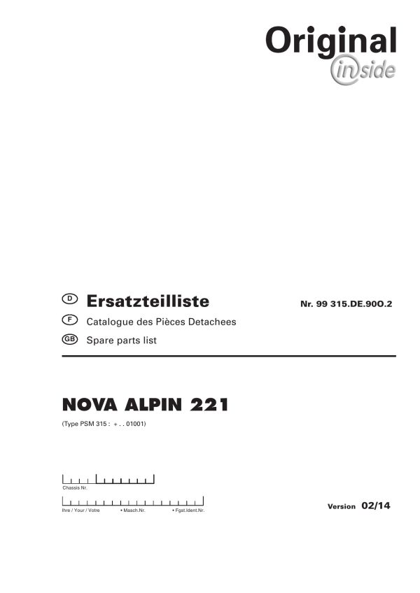 Pottinger Agricultural Nova Alpin 221 Parts Catalog