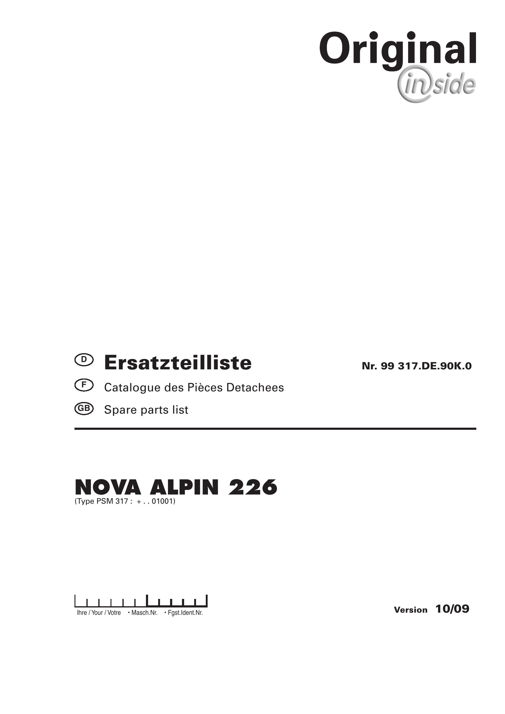 Pottinger Agricultural Nova Alpin 226 Parts Catalog
