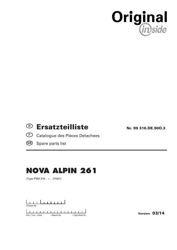 Pottinger Agricultural Nova Alpin 261 Parts Catalog