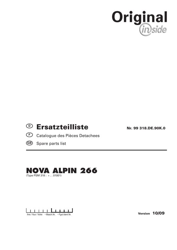 Pottinger Agricultural Nova Alpin 266 Parts Catalog