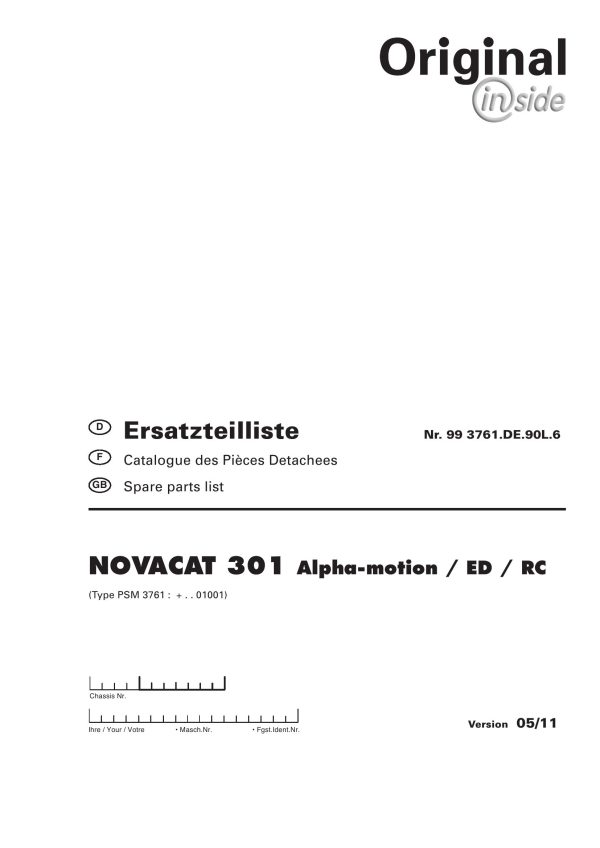 Pottinger Agricultural Novacat 301 Alpha motion ED RC Parts Catalog