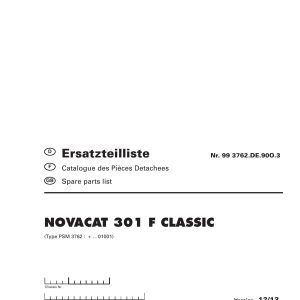 Pottinger Agricultural Novacat 301 F Classic Parts Catalog