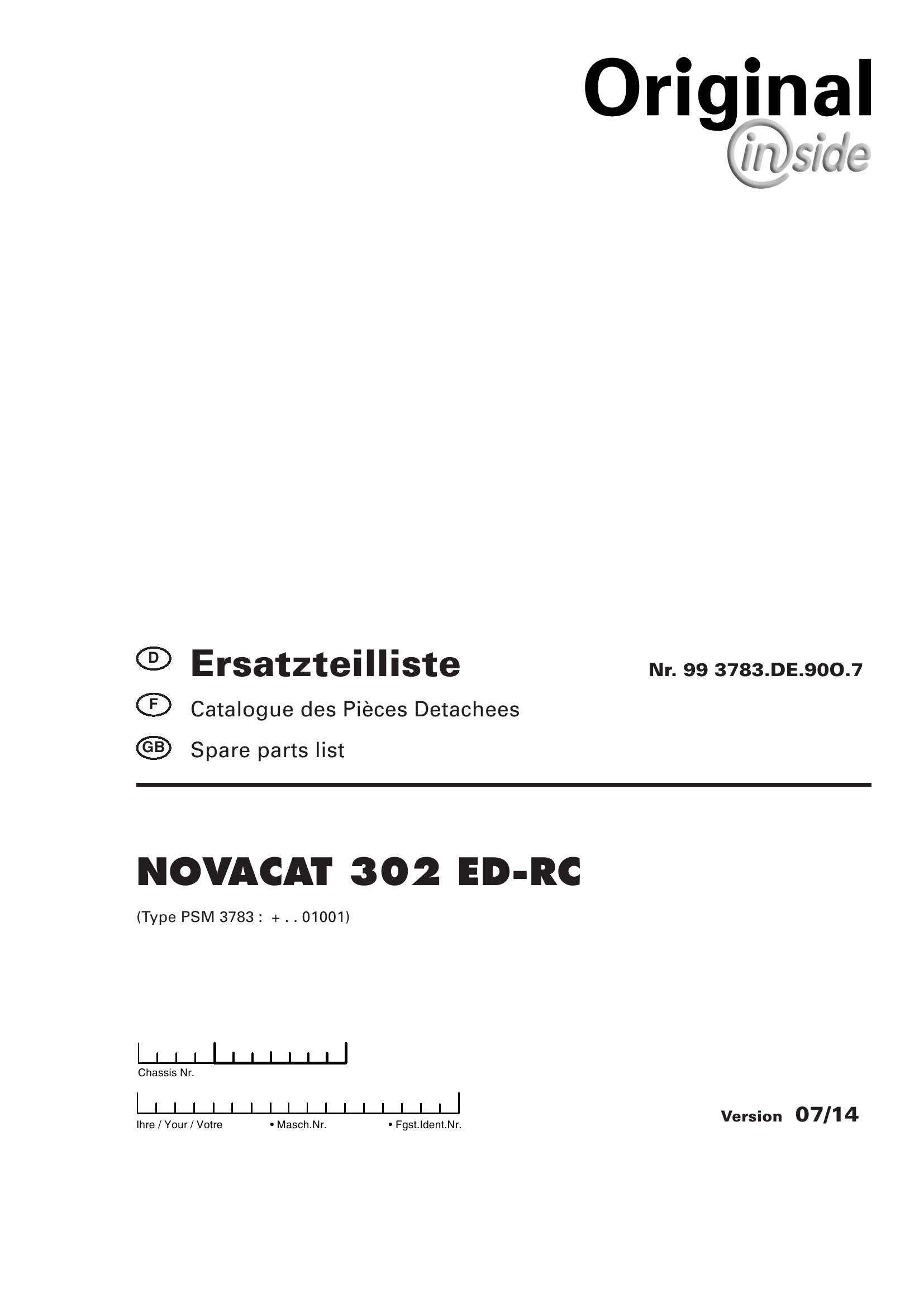 Pottinger Agricultural Novacat 302 ED RC Parts Catalog 1