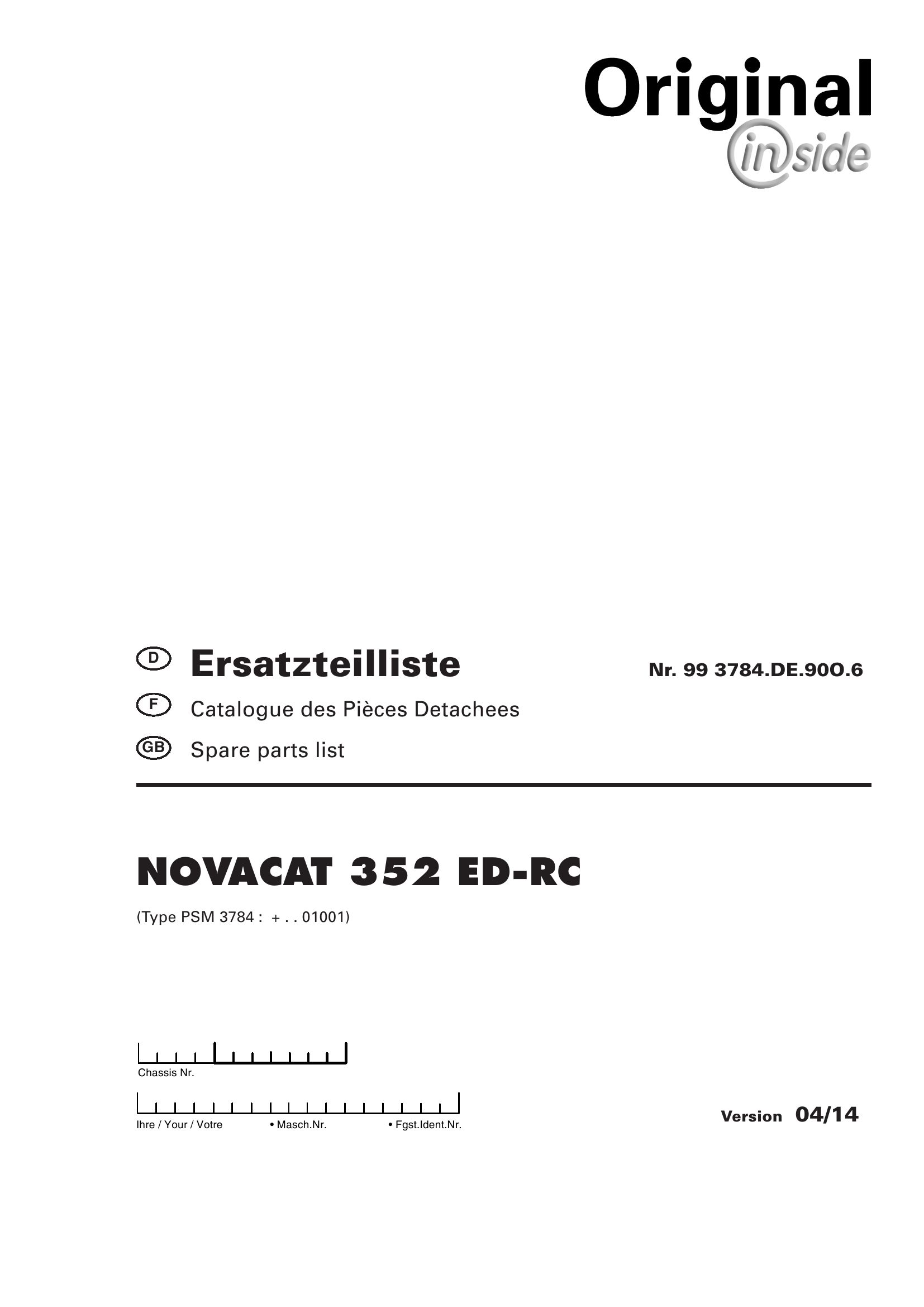 Pottinger Agricultural Novacat 352 ED RC Parts Catalog