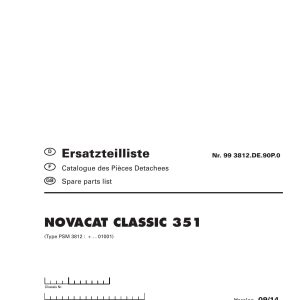 Pottinger Agricultural Novacat Classic 351 Parts Catalog