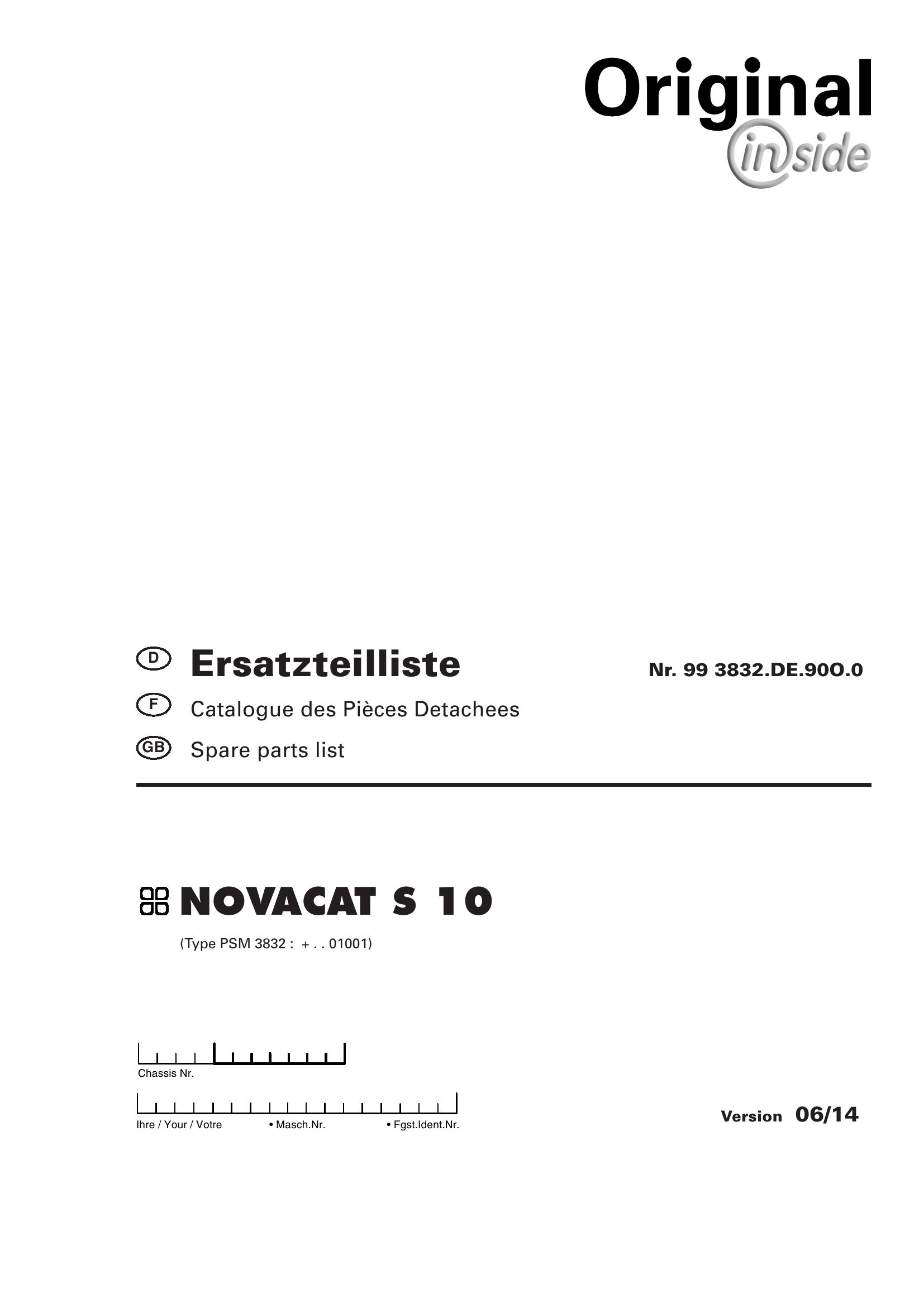 Pottinger Agricultural Novacat S 10 Parts Catalog