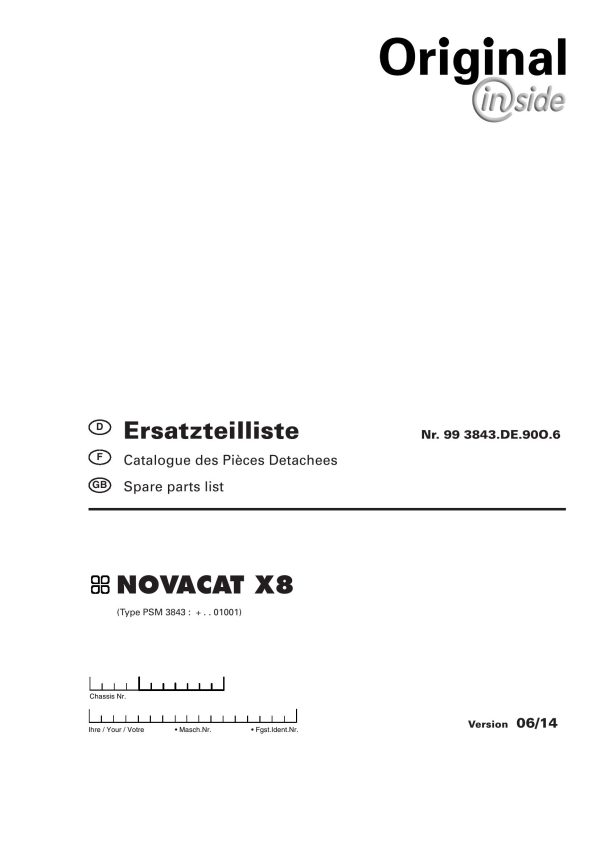 Pottinger Agricultural Novacat X8 Parts Catalog