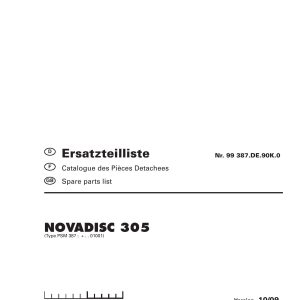 Pottinger Agricultural Novadisc 305 Parts Catalog