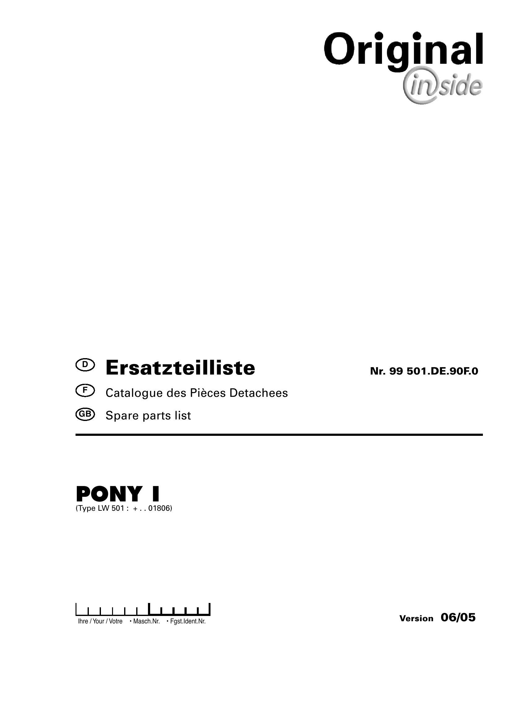 Pottinger Agricultural Pony I Parts Catalog