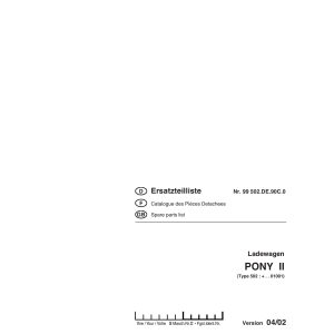 Pottinger Agricultural Pony II Parts Catalog