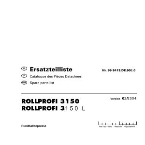 Pottinger Agricultural Rollprofi 3150 L Parts Catalog