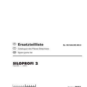 Pottinger Agricultural Siloprofi 2 Parts Catalog