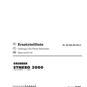 Pottinger Agricultural Synkro 3000 Parts Catalog