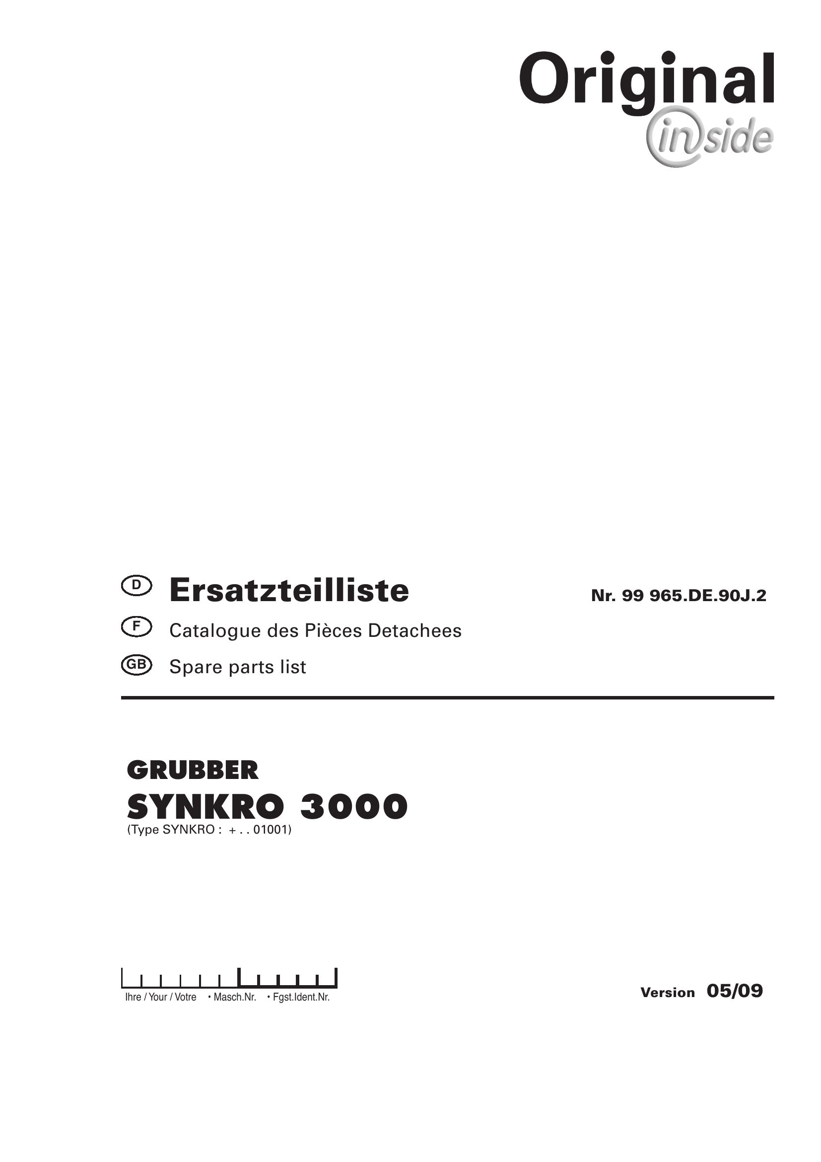 Pottinger Agricultural Synkro 3000 Parts Catalog