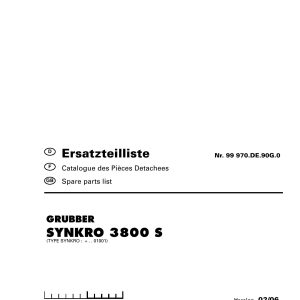 Pottinger Agricultural Synkro 3800 S Parts Catalog