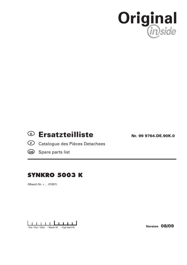 Pottinger Agricultural Synkro 5003 K Parts Catalog
