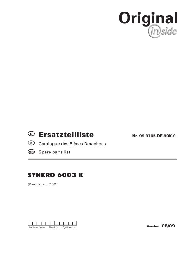 Pottinger Agricultural Synkro 6003 K Parts Catalog