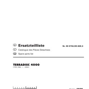 Pottinger Agricultural Terradisc 4000 Parts Catalog