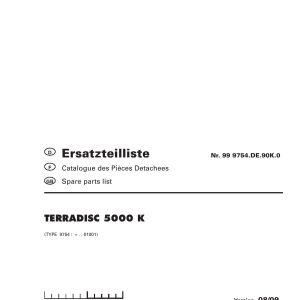 Pottinger Agricultural Terradisc 5000 K Parts Catalog