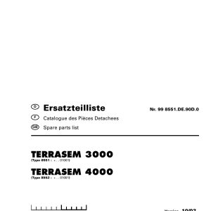 Pottinger Agricultural Terrasem 3000 4000 Parts Catalog