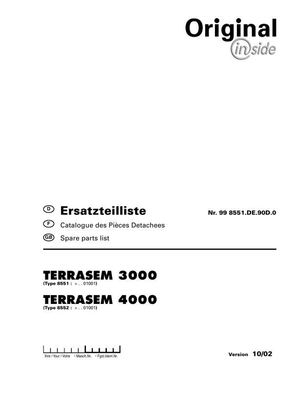Pottinger Agricultural Terrasem 3000 4000 Parts Catalog