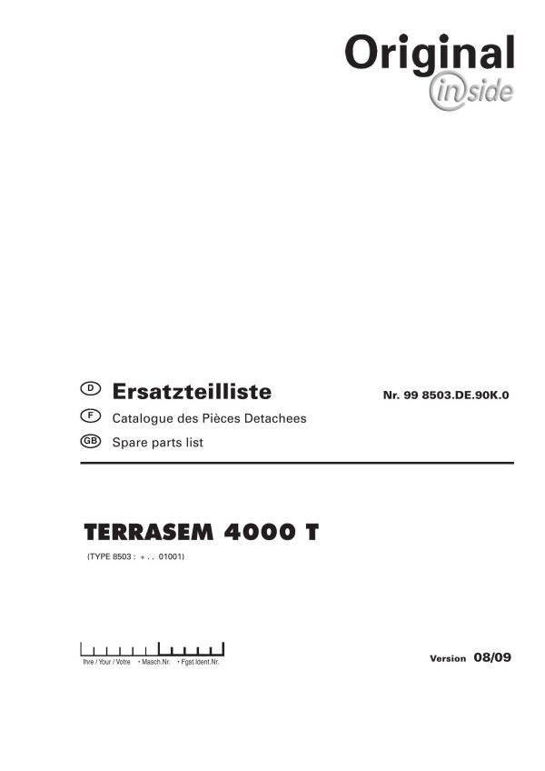 Pottinger Agricultural Terrasem 4000 T Parts Catalog