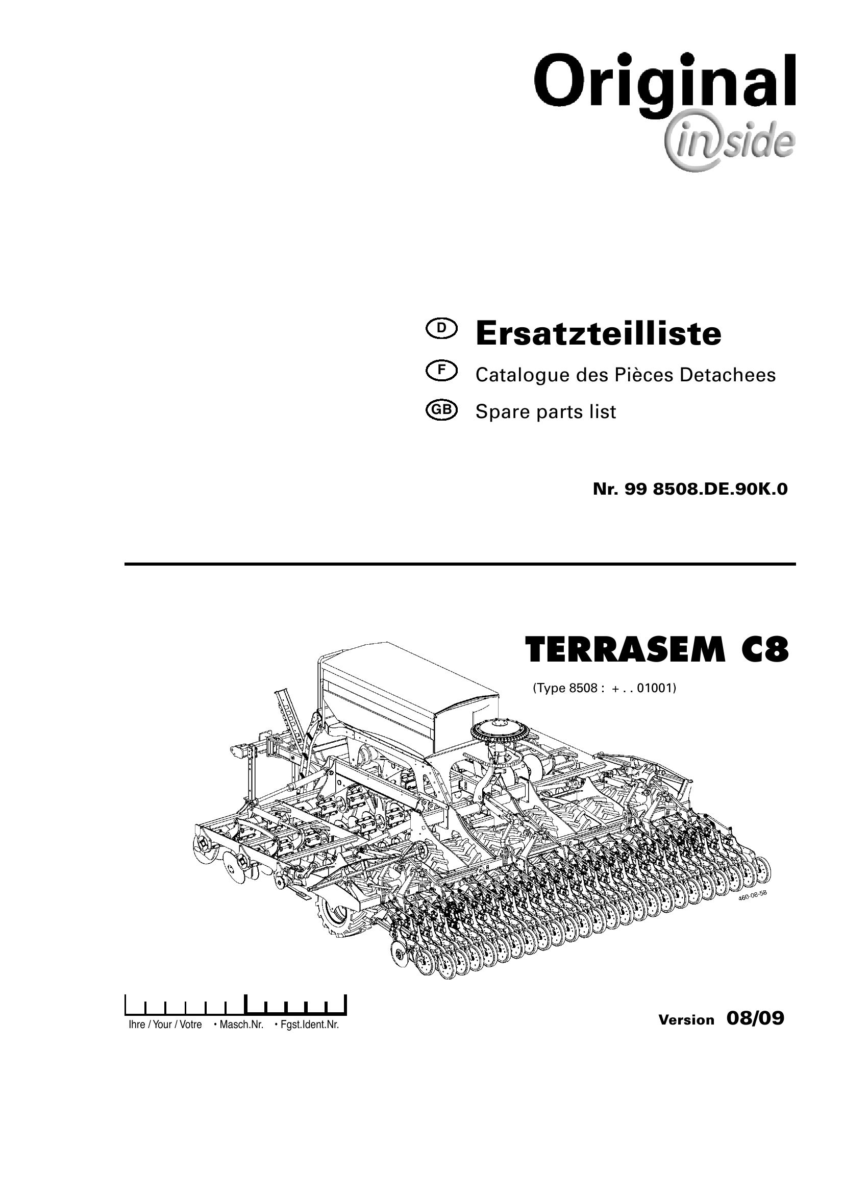 Pottinger Agricultural Terrasem C8 Parts Catalog