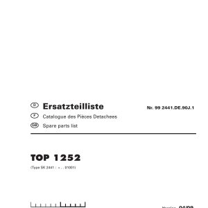 Pottinger Agricultural Top 1252 Parts Catalog