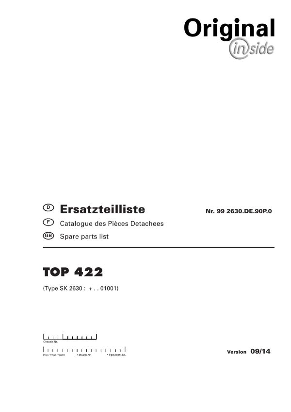 Pottinger Agricultural Top 422 Parts Catalog