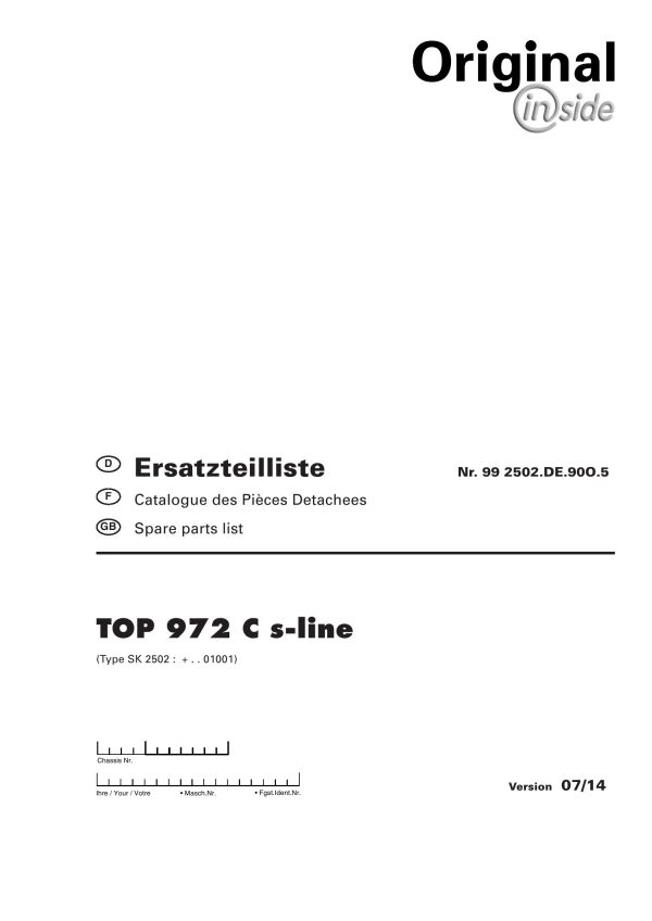 Pottinger Agricultural Top 972 C s line Parts Catalog