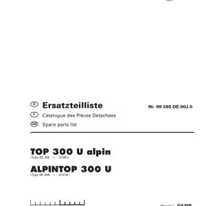 Pottinger Agricultural Top Alpintop 300 U Parts Catalog