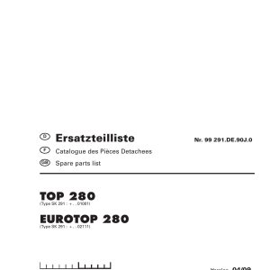 Pottinger Agricultural Top Eurotop 280 Parts Catalog