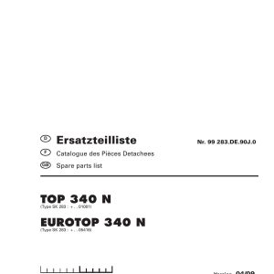 Pottinger Agricultural Top Eurotop 340 N Parts Catalog