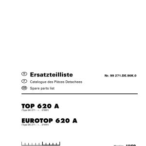 Pottinger Agricultural Top Eurotop 620 A Parts Catalog