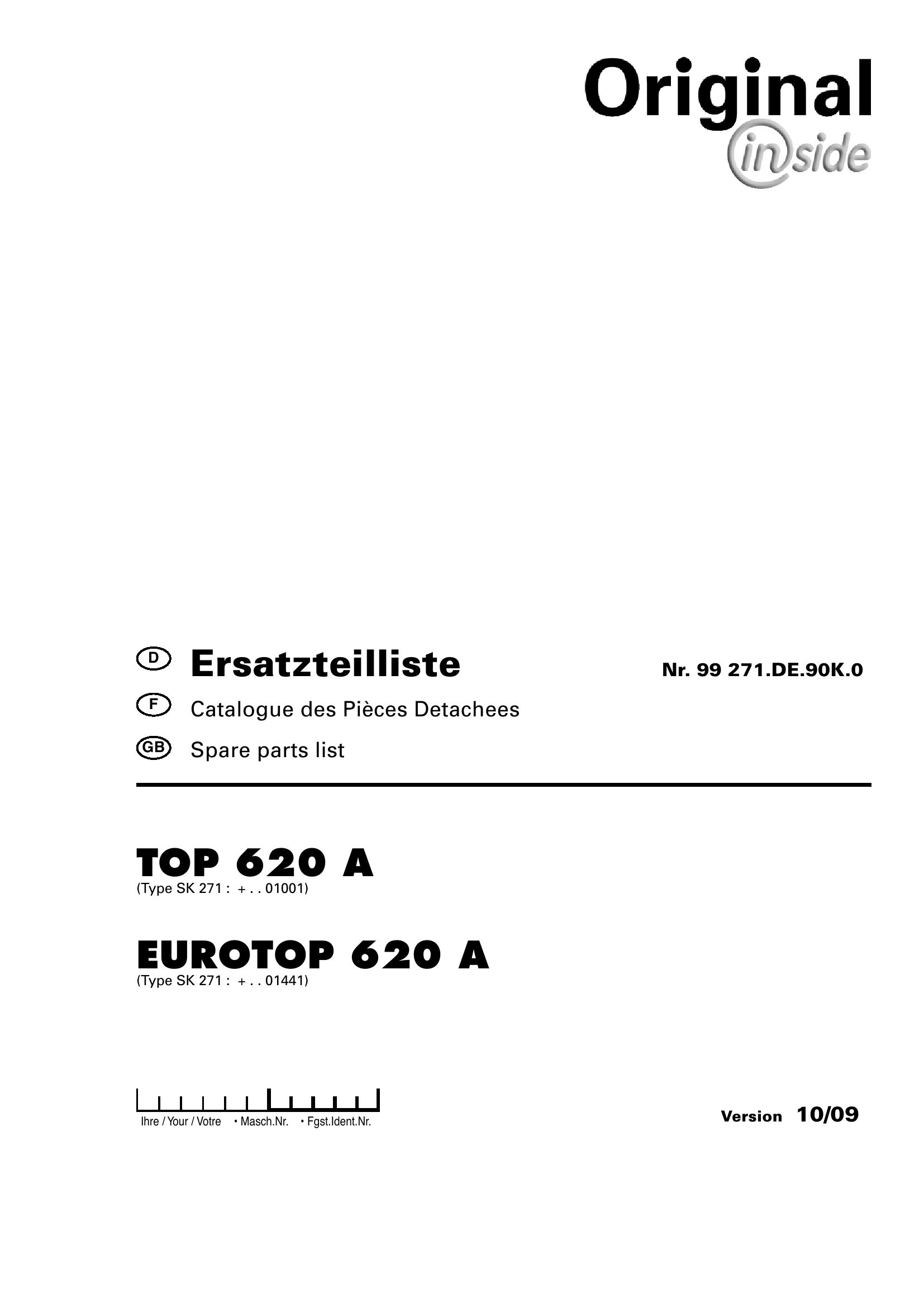 Pottinger Agricultural Top Eurotop 620 A Parts Catalog