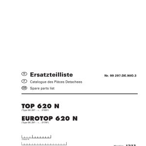 Pottinger Agricultural Top Eurotop 620 N Parts Catalog