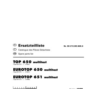 Pottinger Agricultural Top Eurotop 650 651 Multitast Parts Catalog