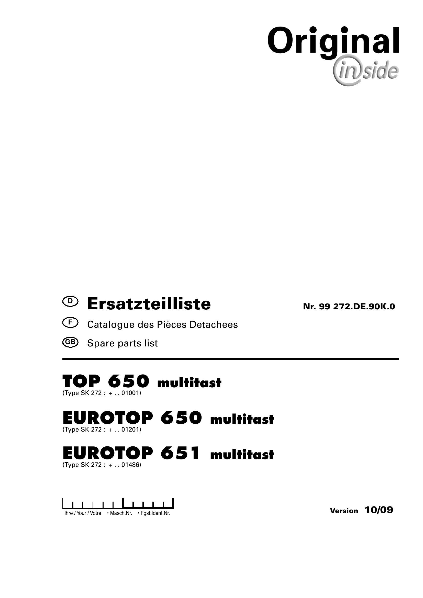 Pottinger Agricultural Top Eurotop 650 651 Multitast Parts Catalog