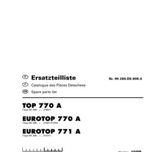 Pottinger Agricultural Top Eurotop 770 701 A Parts Catalog